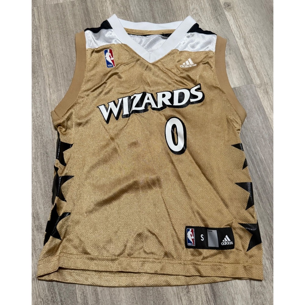VTG NBA Adidas Washington Wizards Gilbert Arenas Jersey 0 Gold kids small‎